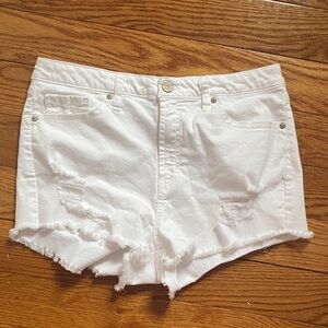 Rewash White Distressed Jean Shorts
